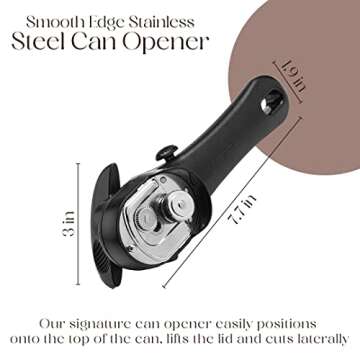 Bellemain Stainless Steel Can Opener – Manual Can Opener For seniors - Ergonomic Smooth edge Can Opener Hand Held Can Opener Heavy Duty – Easy to use can opener safe cut