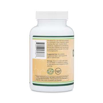 Colostrum Supplement 120 Capsules, 1,000mg per Serving (Bovine Colostrum Powder from First Milking Only, Std. to Contain 15% IgG Immunoglobulins) No Fillers, Third Party Tested by Double Wood