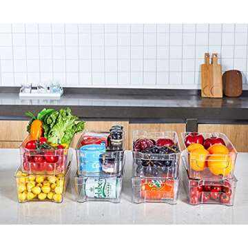 JINAMART Refrigerator Organizer Bins - 8pcs Clear Plastic Bins For Fridge, Kitchen Cabinet, Freezer,...