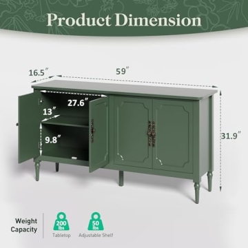 Stylish RoyalCraft Buffet Cabinet with Vintage Design and Storage