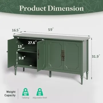 Stylish RoyalCraft Buffet Cabinet with Vintage Design and Storage