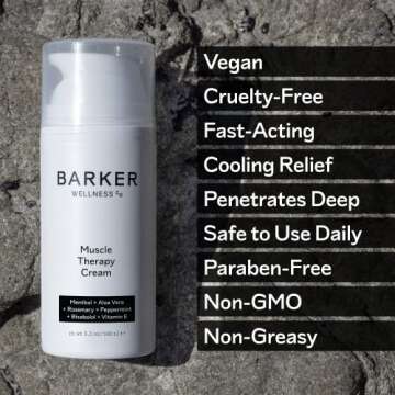 Barker Wellness Muscle Therapy Cream｜Sooth Joint and Muscles, Natural Relaxation with Added Antioxidants and Moisturizer｜All-Natural Vegan Cruelty-Free (100ml)