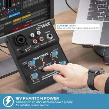 Pyle 2-Channel DJ Mixer with USB Soundcard for Recording