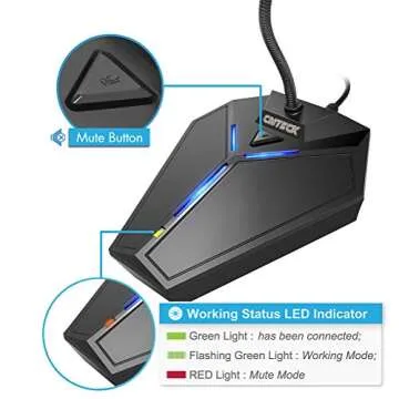 CMTECK USB Computer Microphone, Plug &Play Desktop Omnidirectional Condenser PC Laptop Mic, Mute Button with LED Indicator, Compatible with Windows/Mac, Ideal for YouTube, Skype, Recording
