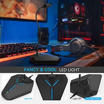 CMTECK USB Computer Microphone, Plug &Play Desktop Omnidirectional Condenser PC Laptop Mic, Mute Button with LED Indicator, Compatible with Windows/Mac, Ideal for YouTube, Skype, Recording