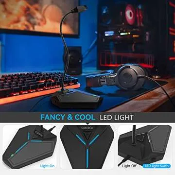 CMTECK USB Computer Microphone, Plug &Play Desktop Omnidirectional Condenser PC Laptop Mic, Mute Button with LED Indicator, Compatible with Windows/Mac, Ideal for YouTube, Skype, Recording