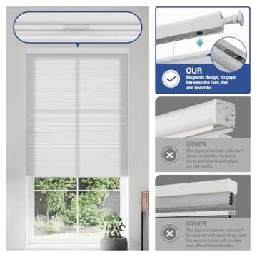 HOTSOON No Drill No Tools Light Filtering Cellular Shades - Stylish & Efficient