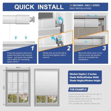 HOTSOON Cellular Shades - No Drill, Easy Install, Elegant