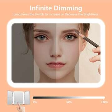 TOUCHFEEL Travel Makeup Mirror, Rechargeable 1X/3X/7X Magnifying Lighted Vanity Compact Mirror with 72 LED, Portable LED Makeup Mirror with 3 Color Lights and Touch Sensor Design (White)