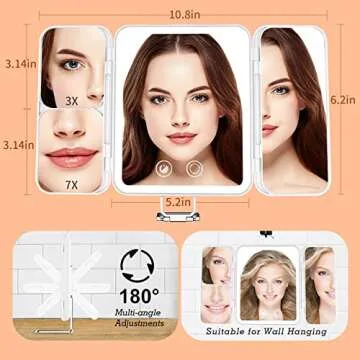 Rechargeable Touchscreen Travel Makeup Mirror with LED