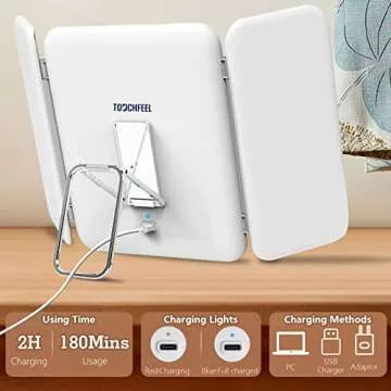 Rechargeable Touchscreen Travel Makeup Mirror with LED