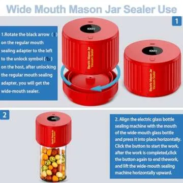 LOVE MOMENT Electric Mason Jar Vacuum Sealer Kit for Wide Mouth and Regular Mouth Mason Jar - Red