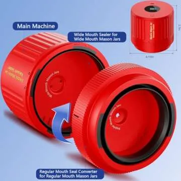 LOVE MOMENT Electric Mason Jar Vacuum Sealer Kit for Wide Mouth and Regular Mouth Mason Jar - Red