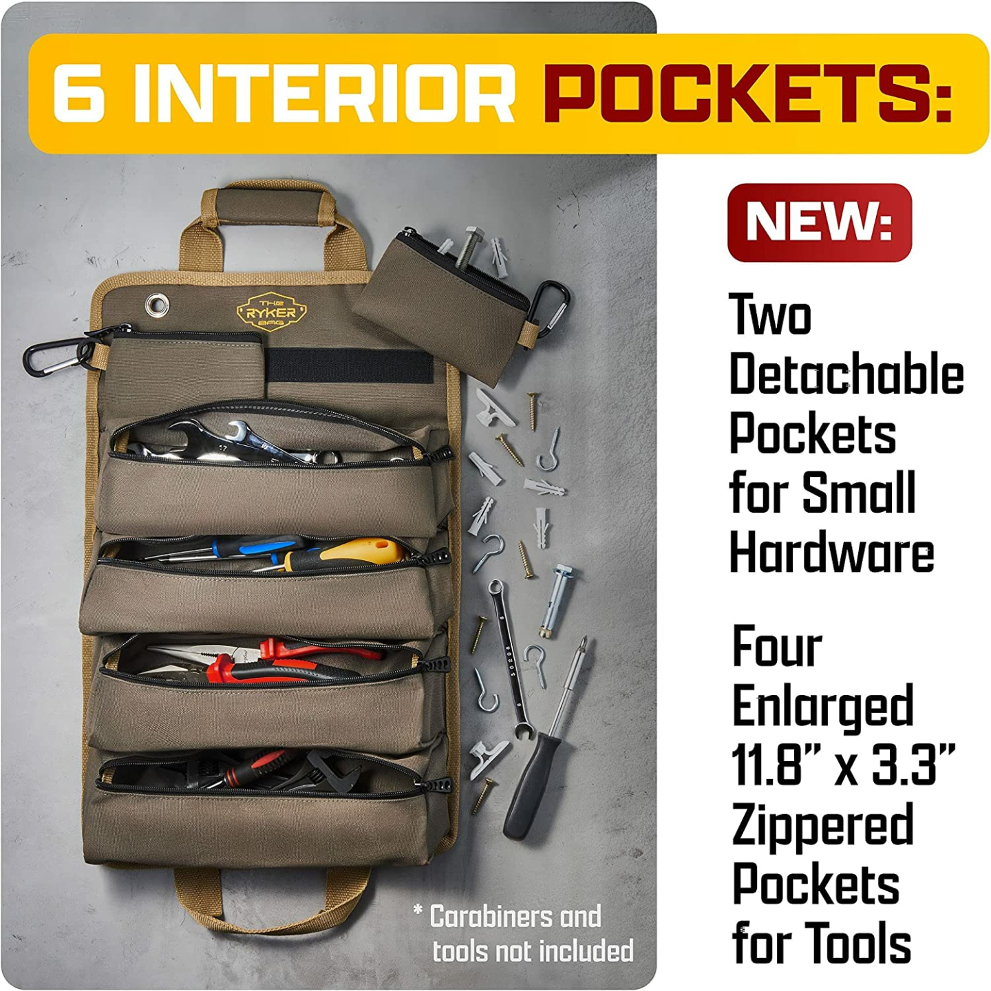 Ryker Tool Organizers - Heavy Duty Tool Bag with Pouches
