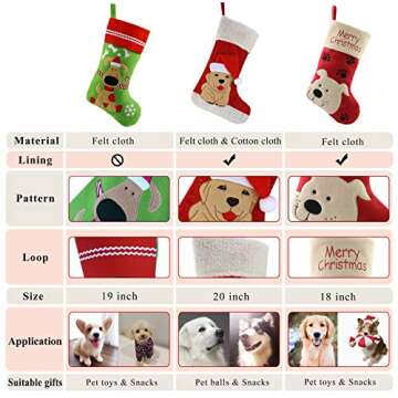 20'' Cute Dog Christmas Stockings for Holiday Joy