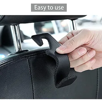 Purse Hook for Car, Superior Leather Headrest Hanger Matching Cars Interior, Brown Back Seat Organizer Storage Holder