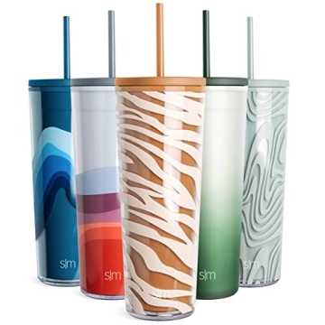 Simple Modern Plastic Tumbler with Lid and Straw | Reusable BPA Free Iced Coffee Cups Double Wall Sm...