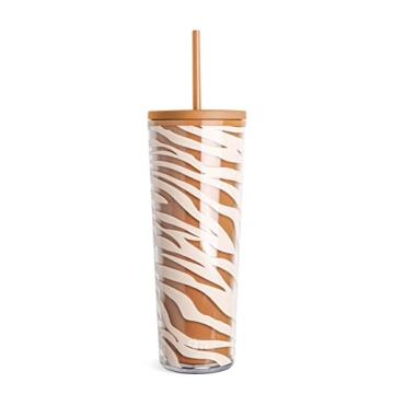 Simple Modern Plastic Tumbler with Lid and Straw | Reusable BPA Free Iced Coffee Cups Double Wall Smoothie Cup | Gifts for Women Men Him Her | Classic Collection | 24oz | Zebra Be Zebra