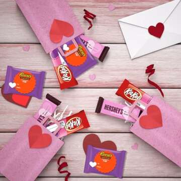 HERSHEY'S, KIT KAT and REESE'S Assorted Milk Chocolate Snack Size, Valentine's Candy Bag, 12.47 oz (25 Pieces)