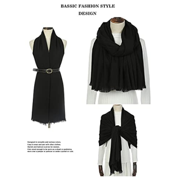 RUI VTRON Black Scarfs for Women Pashmina Shawls and Wraps for Evening Dresses Fall Winter Scarves