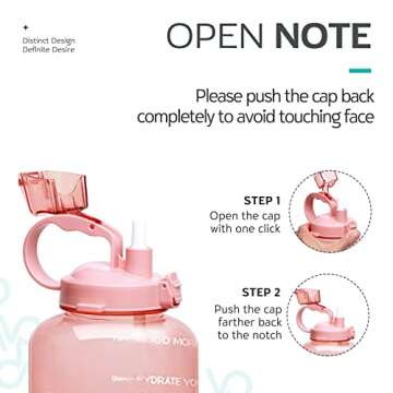 Venture Pal 64 OZ Water Bottle with Motivational Time Marker & Straw - Leakproof BPA Free Reusable F...