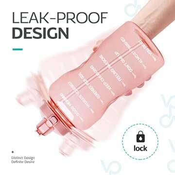 Venture Pal 64 OZ Water Bottle with Motivational Time Marker & Straw - Leakproof BPA Free Reusable Flip Top Water Bottle for Sports and Fitness Enthusiasts