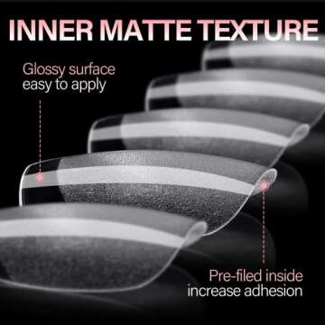 AILLSA Short Coffin Nail Tips 360PCS - Pre-Shaped False Nails for Easy DIY Nail Art