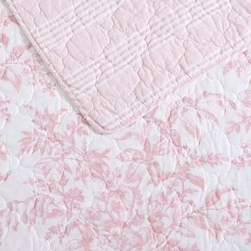 Laura Ashley King Quilt Set - Reversible Cotton Bedding