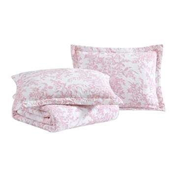 Laura Ashley King Quilt Set - Reversible Cotton Bedding
