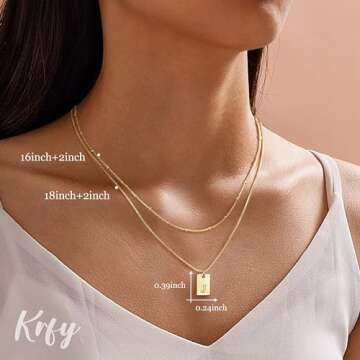 Krfy Layered Initial Necklaces for Women 14K Gold Plated Letter J Necklace Dainty Gold Name Necklace Personalized Initial Tag Pendant Necklace for Women Trendy Gold Jewelry