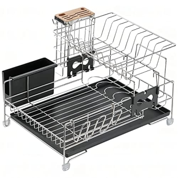 Stainless Steel 2-Tier Dish Drying Rack for Small Kitchens