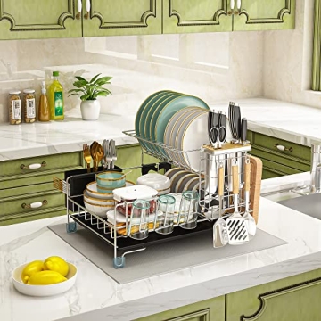 Stainless Steel 2-Tier Dish Drying Rack for Small Kitchens