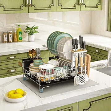 Stainless Steel 2-Tier Dish Drying Rack for Small Kitchens