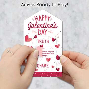 Big Dot of Happiness Happy Galentine’s Day - Truth, Dare, Share Pull Tabs - Set of 12