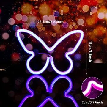 Riakrum 2 Pcs Butterfly Neon Signs - LED Decor for Home & Parties