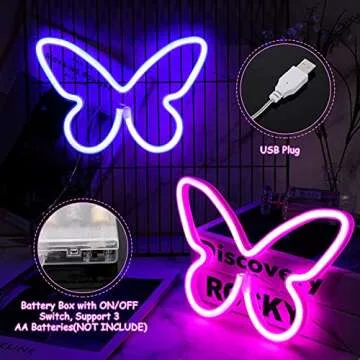 Riakrum Butterfly Neon Signs - Dual Power Options, Adorable Design