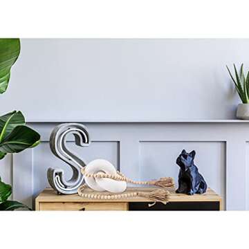 Droutti 2-Link Decorative Wood Knot Decor and Wood Bead Garland Hand Carved Wood Knot Decor, 4.6 Ft Wood Bead Garland with Tassels for Boho Decor Rustic Farmhouse Living Room Coffee Table Decoration