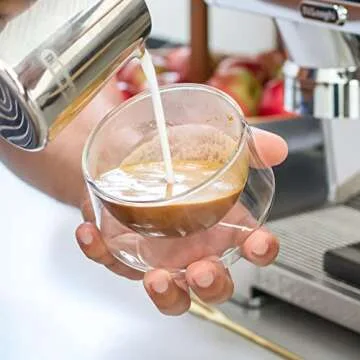 KRUVE IMAGINE Coffee Cups - Handcrafted Double-Wall Glass Cups (Set of 2, (50oz/150ml) - Perfect for Latte Art & Espresso - Durable Borosilicate Glass - Ideal Gift for Coffee Mugs Lovers - Cortado