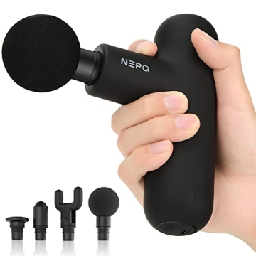 NEPQ Mini Massage Gun, Powerful Fascial Gun Portable Deep Tissue Percussion Muscle Back Head Massager for Pain Relief with 4 Massage Heads High-Intensity Vibration Rechargeable Small Massage Gun