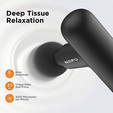 NEPQ Mini Massage Gun, Powerful Fascial Gun Portable Deep Tissue Percussion Muscle Back Head Massager for Pain Relief with 4 Massage Heads High-Intensity Vibration Rechargeable Small Massage Gun