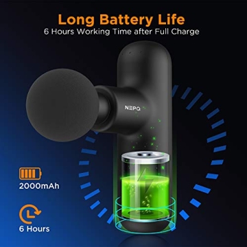 NEPQ Mini Massage Gun, Powerful Fascial Gun Portable Deep Tissue Percussion Muscle Back Head Massager for Pain Relief with 4 Massage Heads High-Intensity Vibration Rechargeable Small Massage Gun