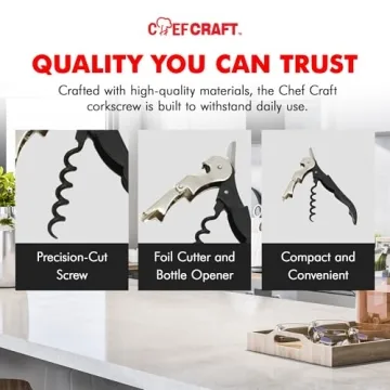Chef Craft Waiters Corkscrew with Foil Cutter Bottle Opener