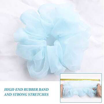 12 Packs Hair Scrunchies Oversized Extra Large Soft Organza Scrunchy Hair Bands Scrunchy Hair Ties Ropes Elastics Ponytail Holder Hair Accessories Headbands for Women Girls