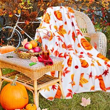 inhand Fall Throw Blanket, Halloween Pumpkin Autumn Plush Fall Decor Fleece Fuzzy Picnic Throw Blank...