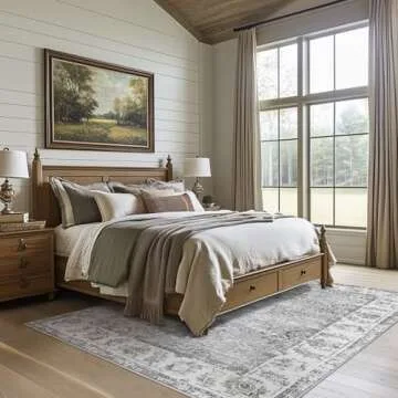 Jinchan Vintage Floral Rug 5x7 - Machine Washable & Non-Slip