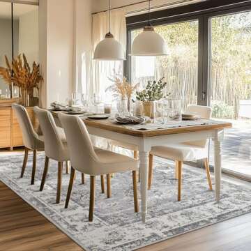 Jinchan Vintage Floral Rug 5x7 - Machine Washable & Non-Slip