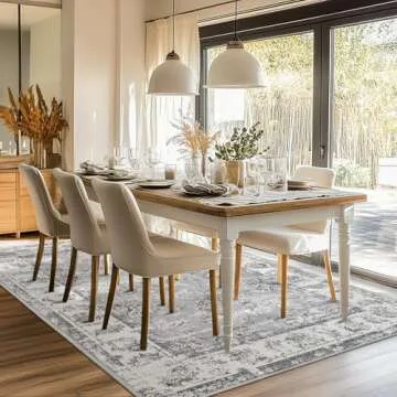 Jinchan Vintage Floral Rug 5x7 - Machine Washable & Non-Slip