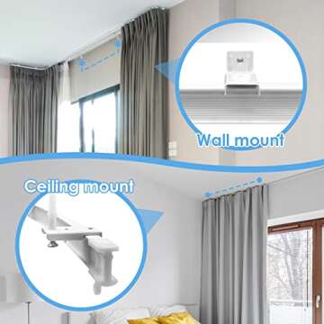 Ceiling Curtain Track Flexible Bendable Curtain Track Wall Mount Curved 10Ft Ceiling Track for Curtains Rail Track Set System for Bay Window Room Divider RV