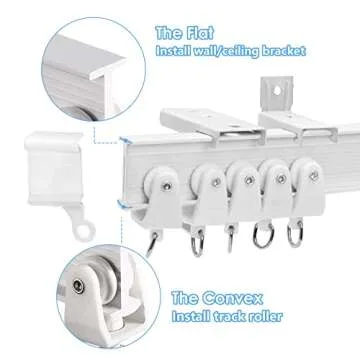 Ceiling Curtain Track Flexible Bendable Curtain Track Wall Mount Curved 10Ft Ceiling Track for Curtains Rail Track Set System for Bay Window Room Divider RV