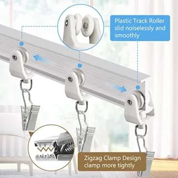 Ceiling Curtain Track Flexible Bendable Curtain Track Wall Mount Curved 10Ft Ceiling Track for Curtains Rail Track Set System for Bay Window Room Divider RV
